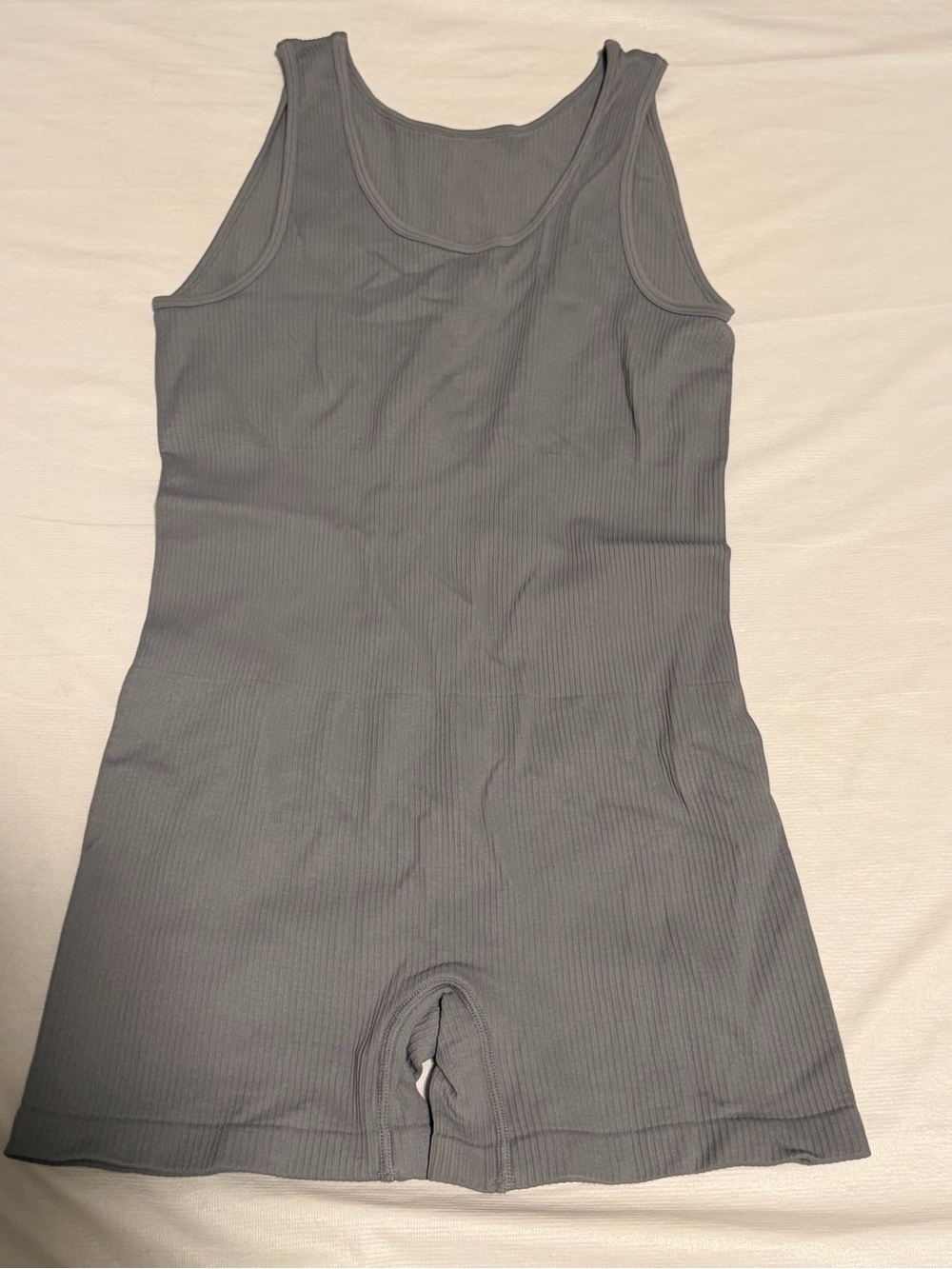 Ribbed Sleeveless Tank Romper - Gray